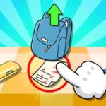 Image of a curious hand uncovering a hidden "Brain Find Can You Find It 2" puzzle beneath a school bag, hinting at the fun and challenging gameplay.