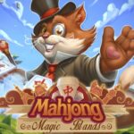 Image of a dapper cat magician, wearing a top hat and holding a wand, offering guidance on how to play Mahjong Magic Islands.