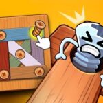 Image of a cartoon screw against a wooden background