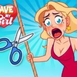 Image of a courageous woman in a red dress dangles from a rope, a pair of scissors hovering menacingly above. Can you help her escape? Play Save My Girl, the free unblocked adventure, now on Magbei.com! ️