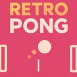 Image of a Retro Pong game screen with a pink background, two vertical paddles, a ball in motion, and the title "Retro Pong" above.