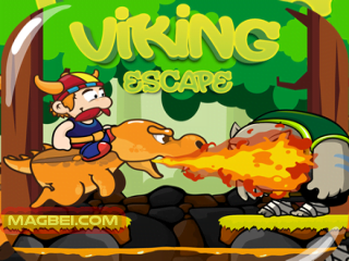 Image of a fearless Viking soaring atop his dragon, breathing fire into the skies.