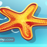 Image of a vibrant starfish, a captivating element to connect in the colorful underwater world of Fish World match 3 game.