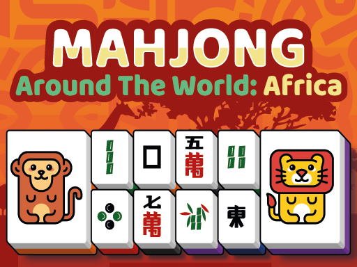 Image of Mahjong tiles featuring two tiles adorned with beautifully drawn African animals.