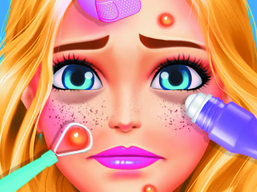 Image of a blonde girl enjoying a spa day makeover with facial makeup in Makeover Salon Girl Games: Spa Day Makeup Artist.