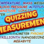 Image of 'Quizzing Measurement' title surrounded by scientific terms.