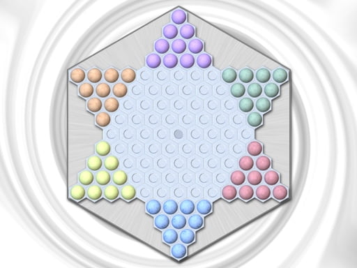 Image of a Chinese Checkers Master game: Engage in vibrant gameplay with colorful marbles on a hexagonal board. Strategy meets fun in this digital rendition!