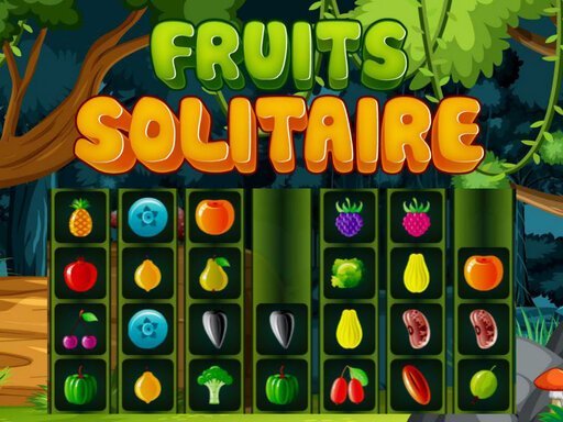 Image of fruity containers nestled in a lush green forest, capturing the essence of the delightful Fruits Solitaire online game.