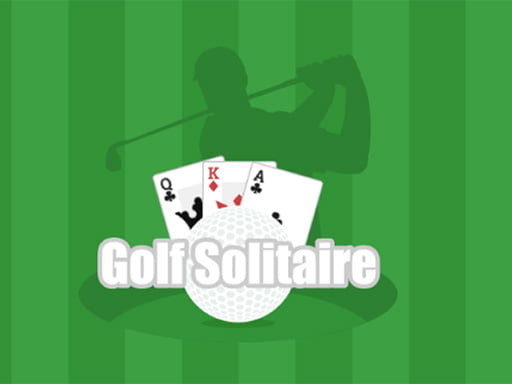 Image of a vibrant green background, with the playful silhouette of a golden player casting a shadow. At the forefront, a dynamic arrangement of cards awaits your Golf Solitaire adventure.