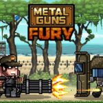 Image of a fearless soldier in epic showdown against formidable foes in Metal Guns Fury.