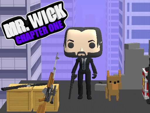 Image of Mr. Wick and his loyal dog perched atop a skyscraper, geared up for a rooftop shooting adventure.