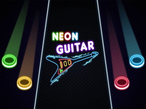 Image of a vibrant neon guitar, illuminating the virtual musical realm with electrifying ambiance in Neon Guitar Game.