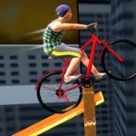 Image of thrilling bicycle rider performing daring stunt on ramp in Bicycle Stunt 3D game