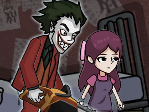 Image of a fearless young woman and a bone-chilling game character in Horror Hide and Seek, capturing the thrilling essence of the game.