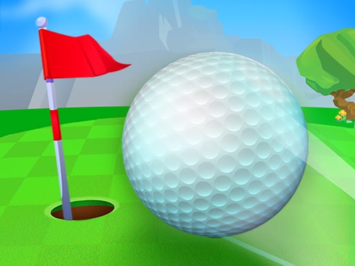 Image of a speedy minigolf ball gracefully gliding through the vibrant green course, making a beeline towards the enticing hole accompanied by a waving flag.