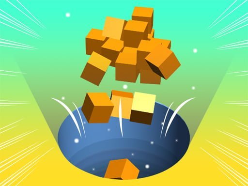 Image of a voracious black hole gobbling up a cascade of colorful blocks in the thrilling world of Hole Run 3D game.