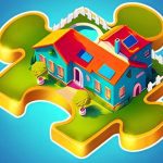 Image of a captivating 3D house resting on a vibrant green jigsaw tile, symbolizing the challenging allure of Worlds Hardest Jigsaw game.