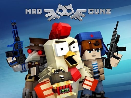 Image of three eccentric characters brimming with madness, geared up and ready for an explosive battle royale in Mad GunZ Online Game.
