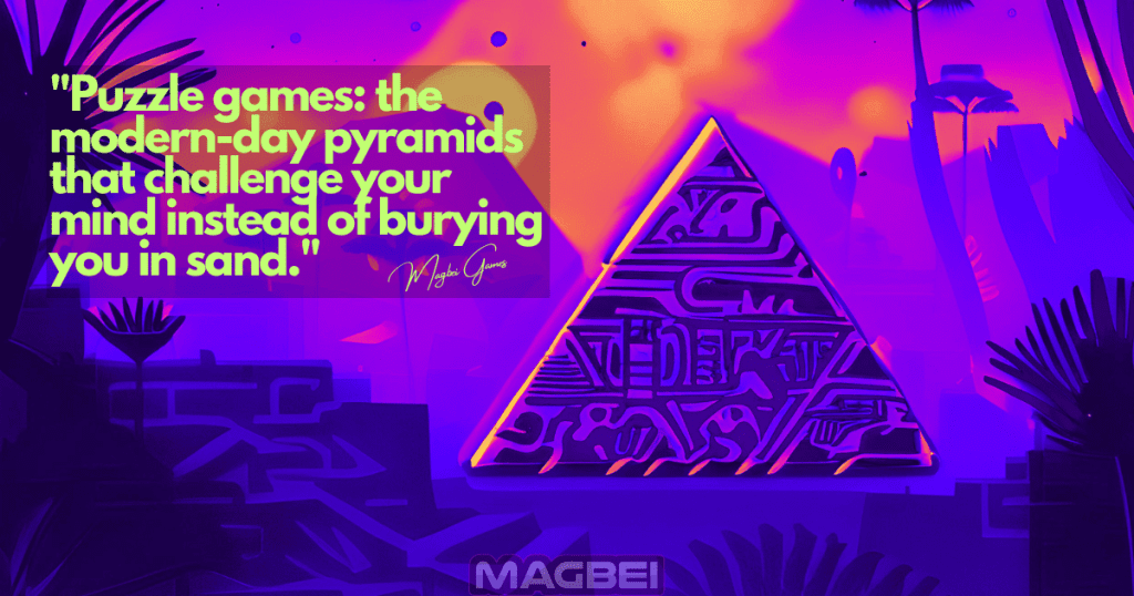Image of an enigmatic Egyptian pyramid adorned with intriguing hieroglyphics, set in a captivating and mysterious atmosphere. Relevant to the "History of Puzzle Games: From Rubik's Cube to Candy Crush - The Evolution of Puzzle Games" section, exploring the world of online puzzle games.