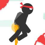 Image of a daring stickman defying gravity with his trusty Stickjet, soaring through the virtual skies in Stickjet Challenge game.