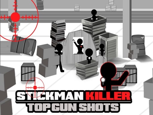 Image of a fearless stickman armed with a gun, tactically taking down opponents with precision and skill in Stickman Killer: Top Gun Shots game.