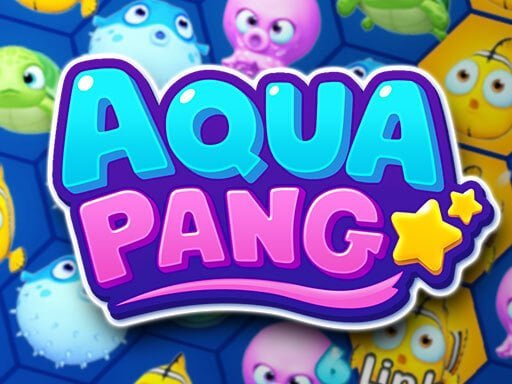 Image of "AQUA PANG" game logo immersed in a refreshing aquatic background, exuding a cool and captivating vibe.