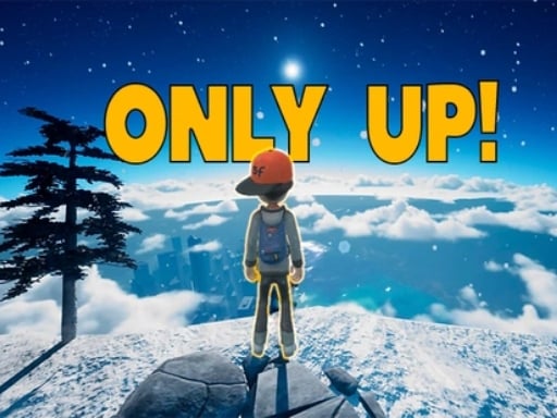 Image of a youthful character standing against a backdrop of a serene blue sky adorned with fluffy clouds in Only Up! game.