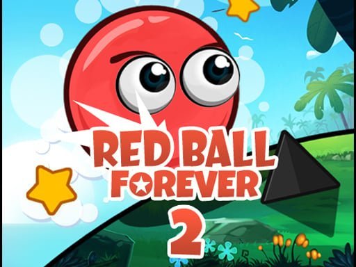 Image of the red ball embarking on an adventure across a vibrant green landscape under a serene blue sky in Red Ball Forever 2 game.