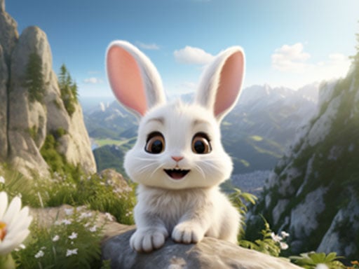 Image of an adorable rabbit exploring the vibrant forest environment in Forest Survival Simulator: Animal Evolution.