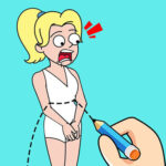 "Image of a playful girl, pencil in hand, tracing a whimsical dotted line—a dynamic scene capturing the essence of Draw Couple's puzzle-solving charm.