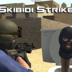 Image of a fearless soldier taking aim at a mischievous Skibidi Toilet adversary in the whimsical world of Skibidi Strike game.