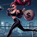 Image of the game character, a spirited girl, sprinting with a bag of loot, embodying the thrill and excitement of Floor Jumper Escape.