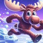 Image of a playful moose gracefully navigating obstacles in Gravity Moose online game, showcasing its charming, gravity-defying moves.