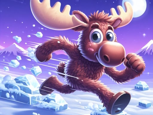 Image of a playful moose gracefully navigating obstacles in Gravity Moose online game, showcasing its charming, gravity-defying moves.