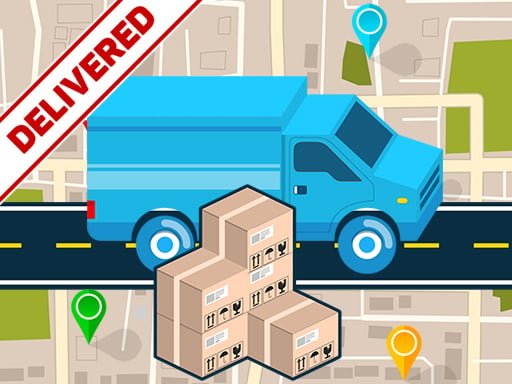 Image of a cheerful delivery van navigating a puzzle maze to deliver smiles in Express Delivery Puzzle game.