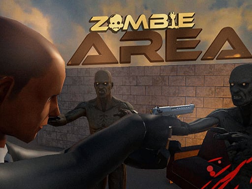 Image of a fearless survivor blasting through zombies in the heart-pounding adventure of Zombie Area online.