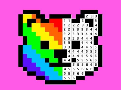 Image of an adorable bear face awaiting your colorful touch in Pixel Art - Color by Numbers game.
