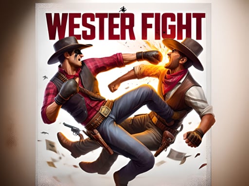 Image of dynamic duel: two cowboys throwing punches in Western Fight, capturing the adrenaline-fueled essence of the online brawl.