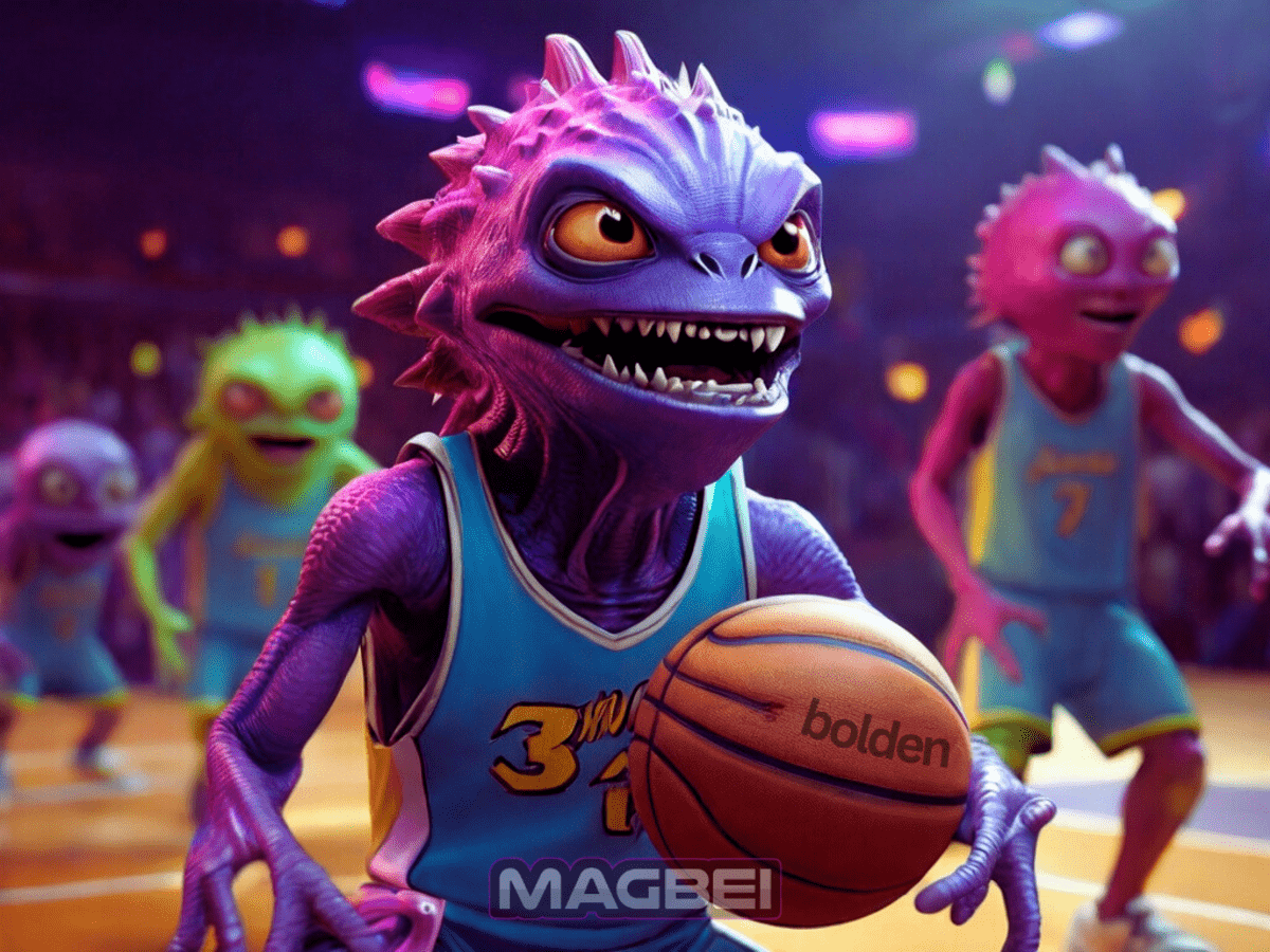 Image of a hyper-realistic and brilliantly colored basketball game online, featuring uproarious reptile aliens as the star players. The gameplay unfolds in a vibrant spectacle, with the aliens adding a touch of hilarity to the intense court action. The reptilian players, in their whimsical glory, engage in a visually striking match, creating a captivating and entertaining visual experience for players.