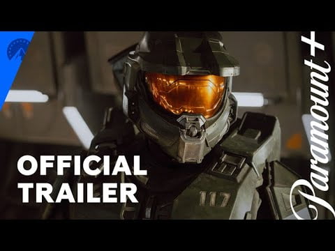 Image of the Paramount+ HALO Season 2 trailer, showcasing Master Chief in a battle against the Covenant.