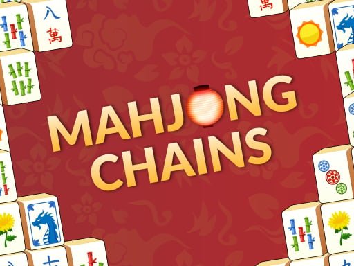 Image of Mahjong Chains game with colorful tiles stacked in a chain-like layout.