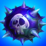 Image of a grumpy sea mine washed up on the beach, looking ready to spoil someone's day.