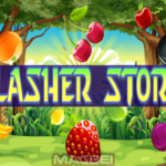 Image of colorful fruits flying through the air, ready for slicing in the game Slasher Storm.