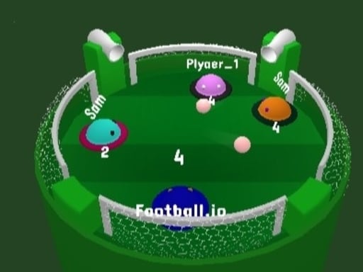 Image of a vibrant green, circular football pitch ready for a chaotic 4-on-4 battle royale showdown. ⚽️