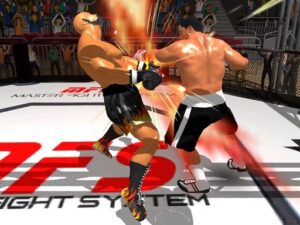 Image of two pixelated boxers mid-punch in King Boxing 2024 online game.