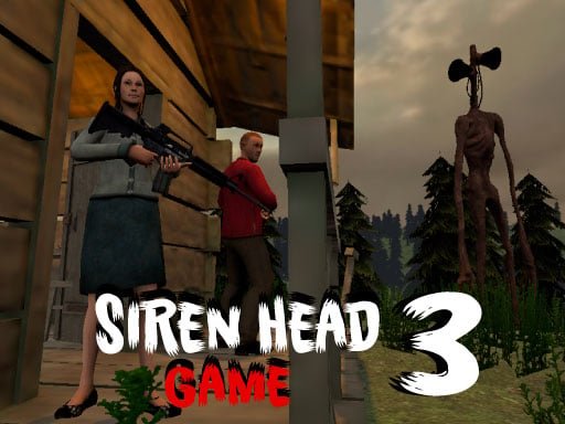 Image of Siren Head 3 Game gameplay: A character wields a weapon, ready to confront the terrifying Siren Head in a dark forest.
