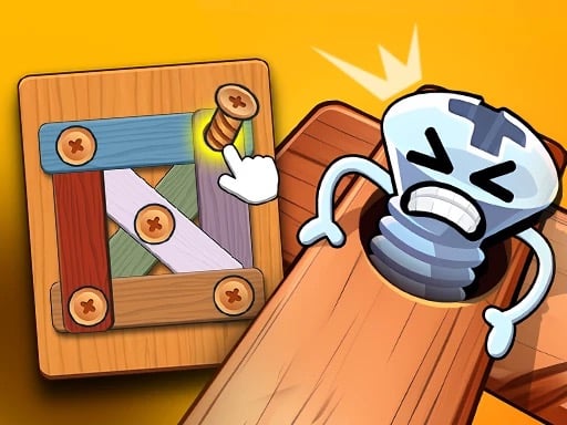 Image of a cartoon screw against a wooden background