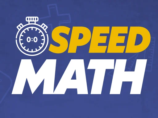 Image of a stopwatch icon next to the bold yellow word “Speed” and the white word “Math” on a blue background.