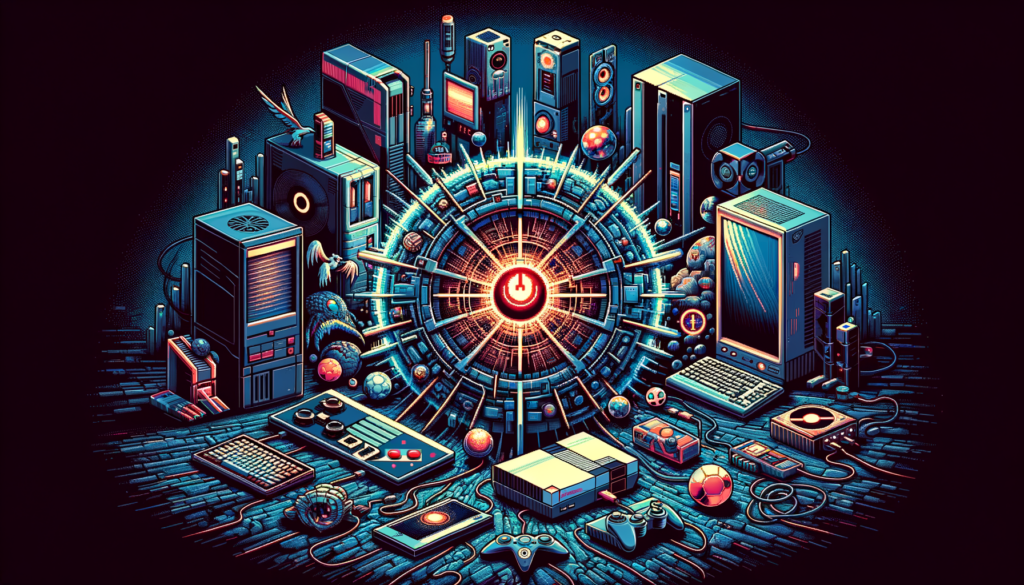 'Ender Magnolia: Bloom in the Mist' – A Must-Play Metroidvania? Image of a retro-futuristic cityscape with glowing electronic devices and a central power symbol.