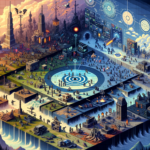 Image of a vibrant and intricate isometric landscape featuring futuristic cities and complex structures.